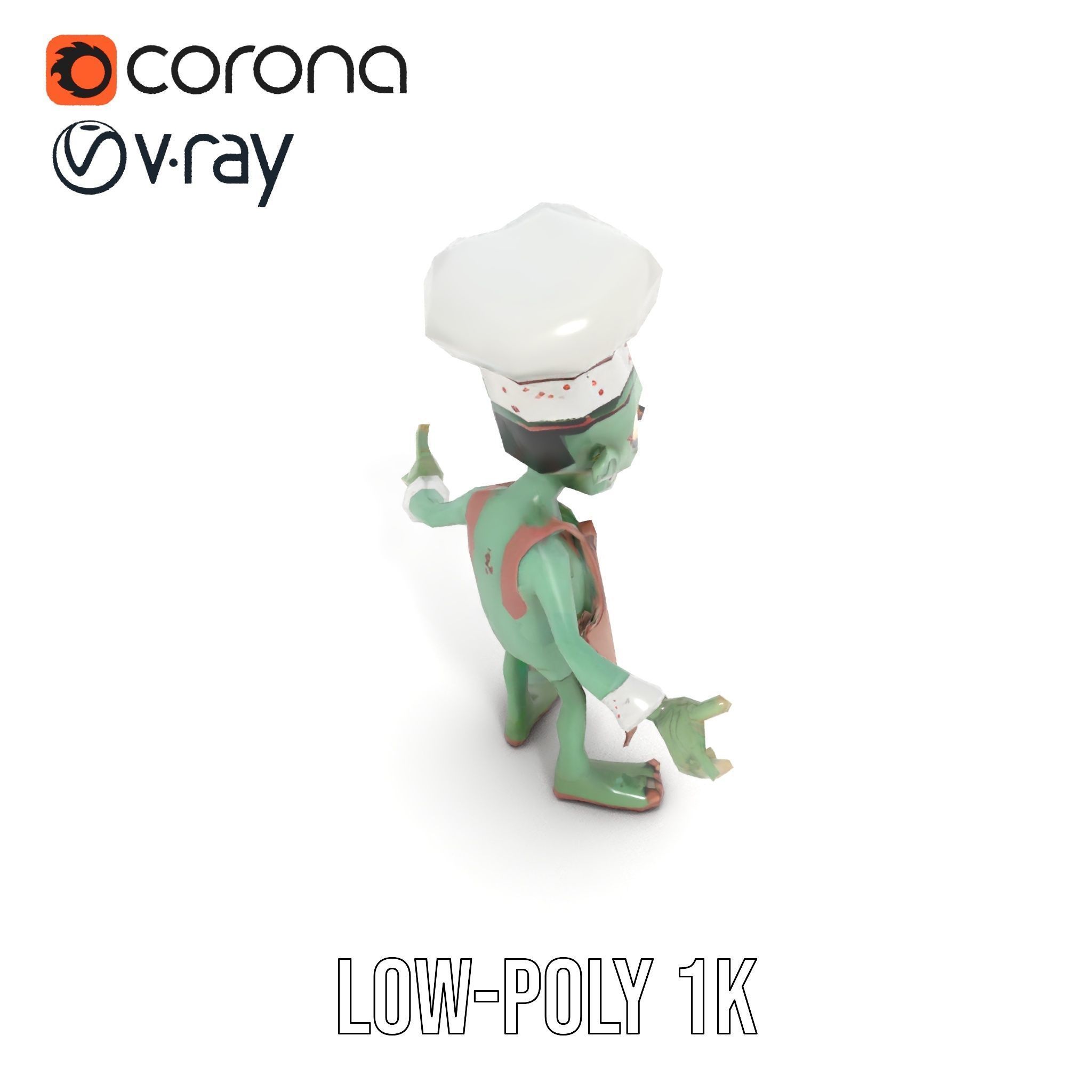 Zombie Chef Character Model  Rigged and Animated Low-poly 3D model_22