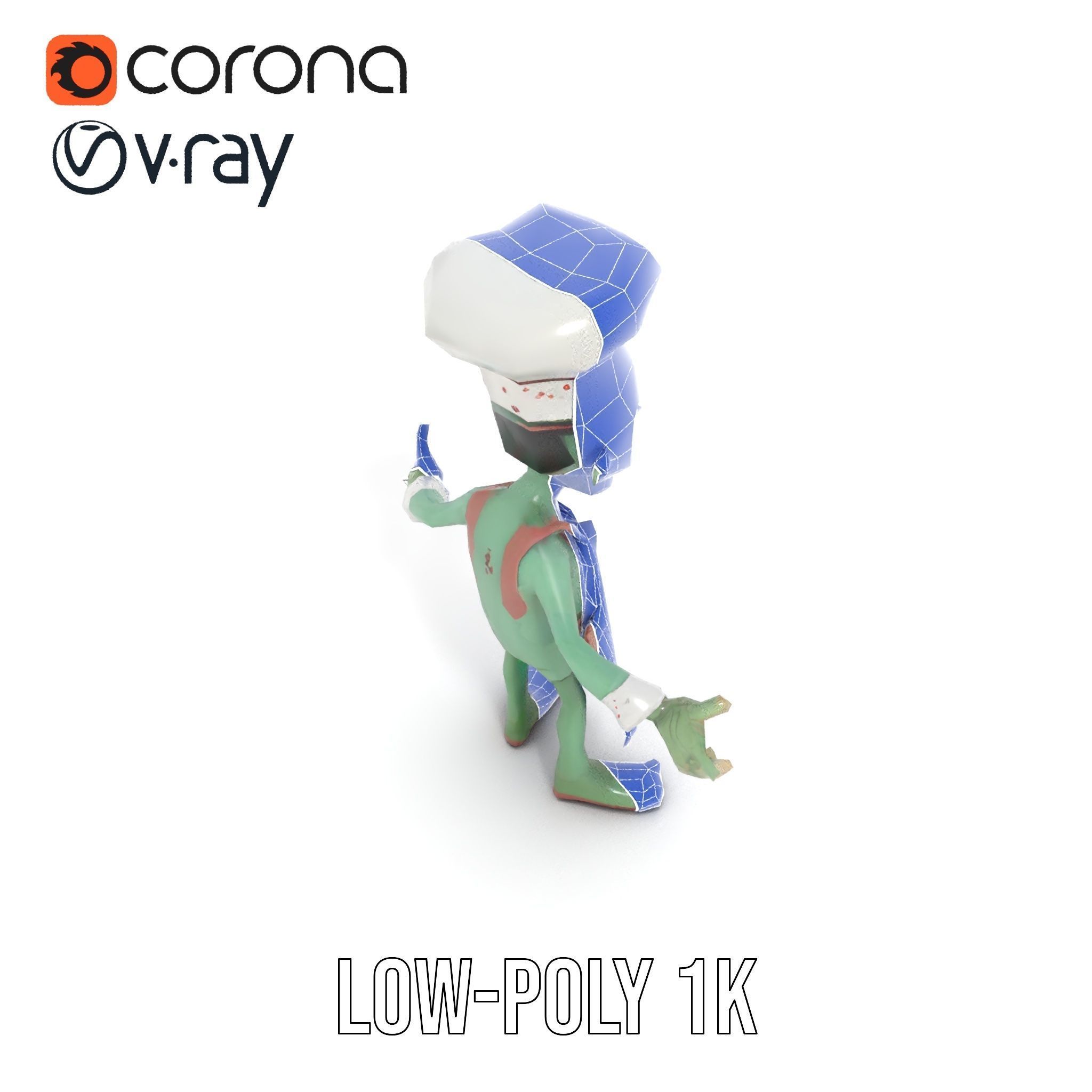 Zombie Chef Character Model  Rigged and Animated Low-poly 3D model_28