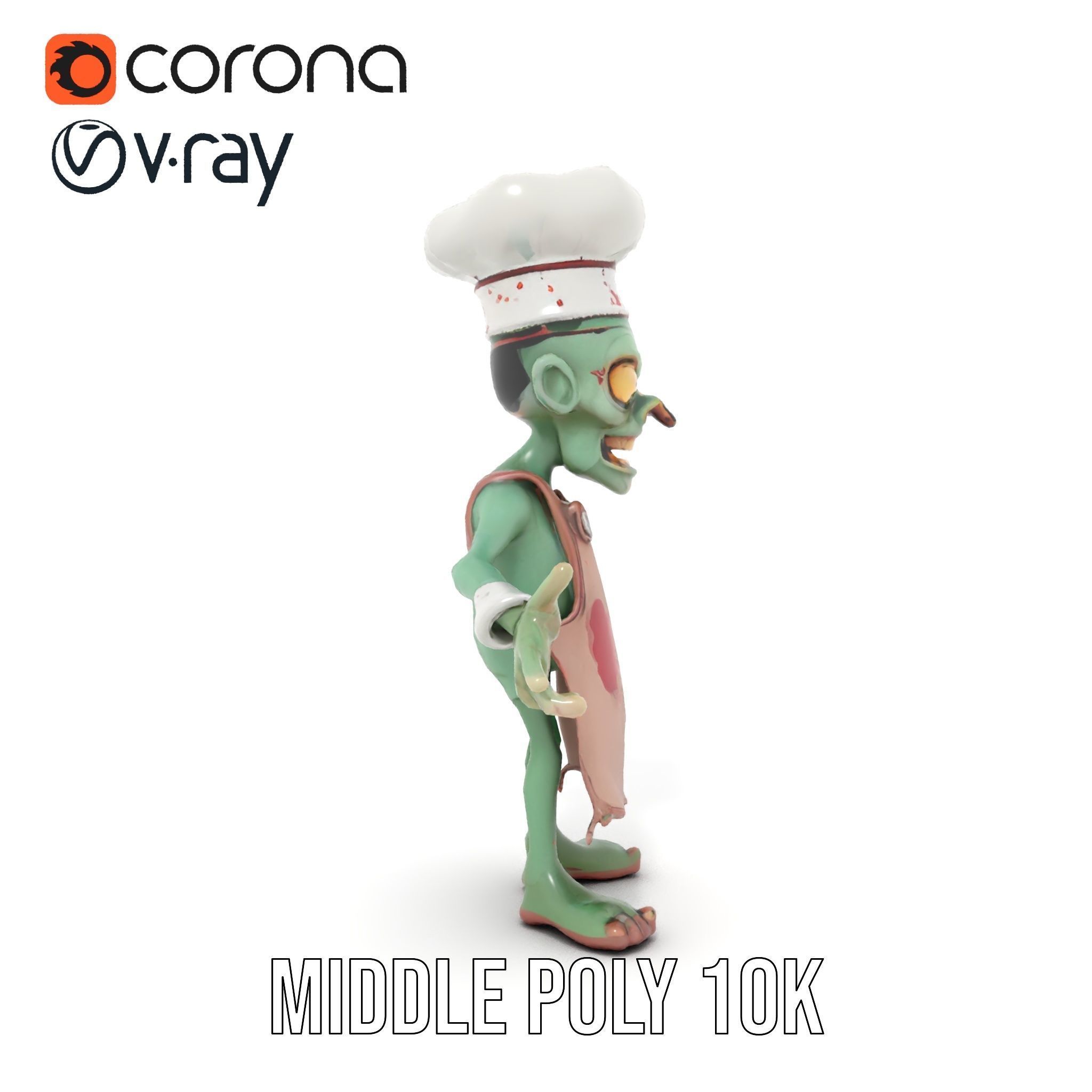 Zombie Chef Character Model  Rigged and Animated Low-poly 3D model_13