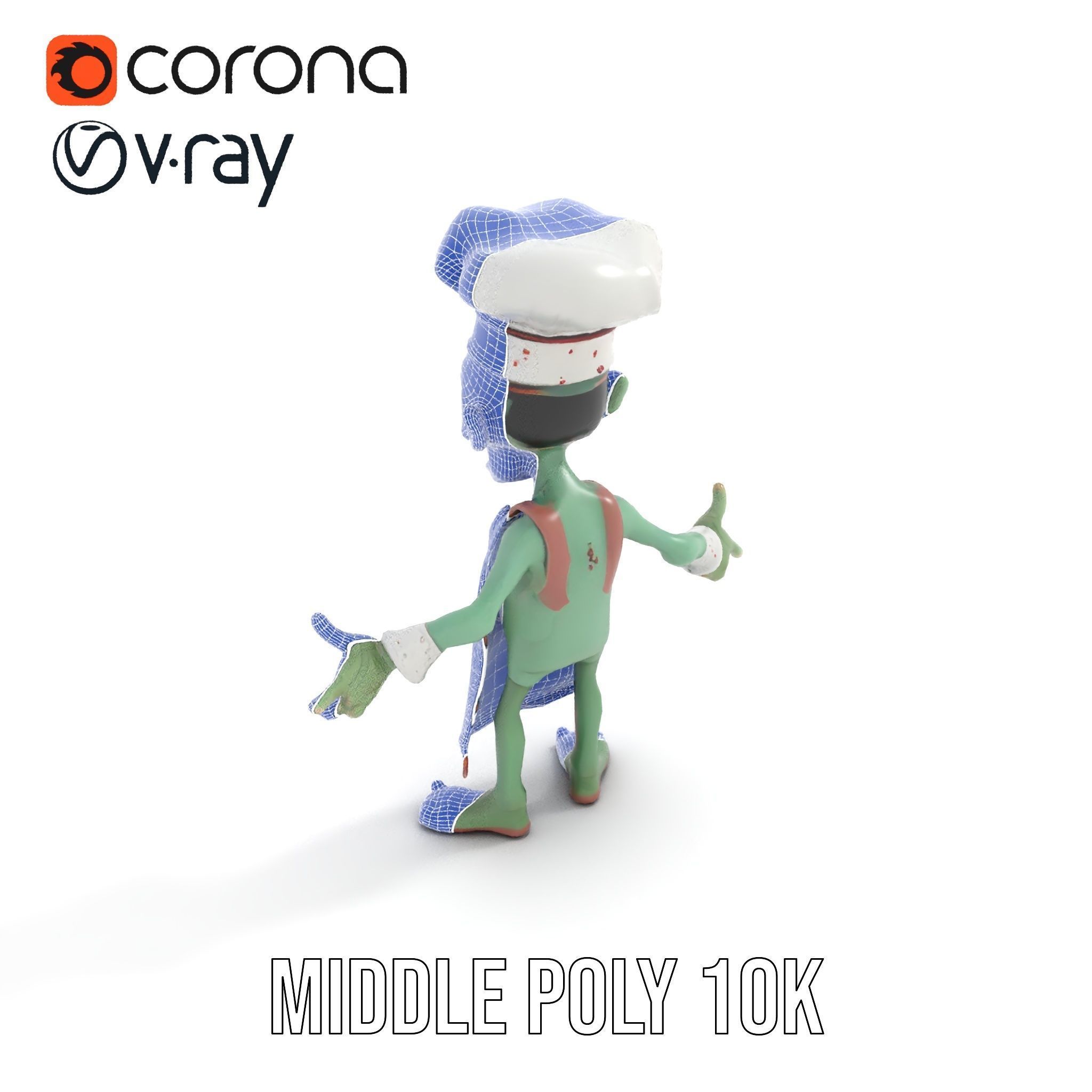 Zombie Chef Character Model  Rigged and Animated Low-poly 3D model_27