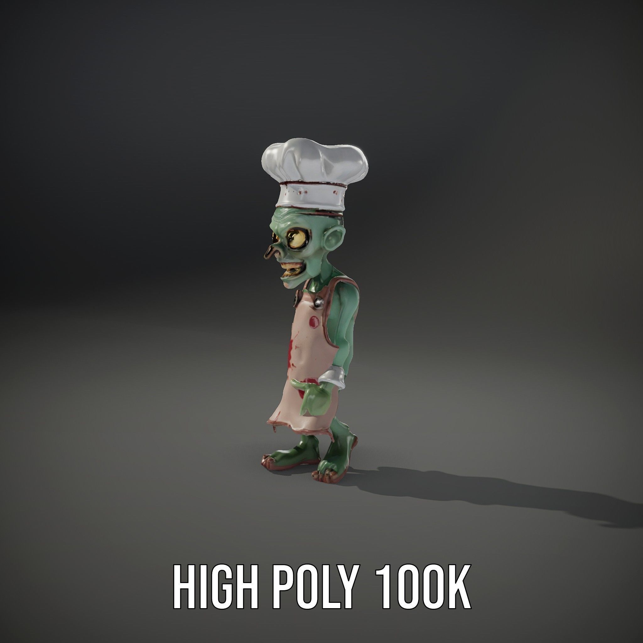 Zombie Chef Character Model  Rigged and Animated Low-poly 3D model_8