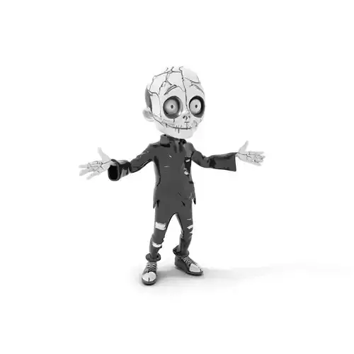 Animated Skeleton Boy Character Model Rigged and Animated