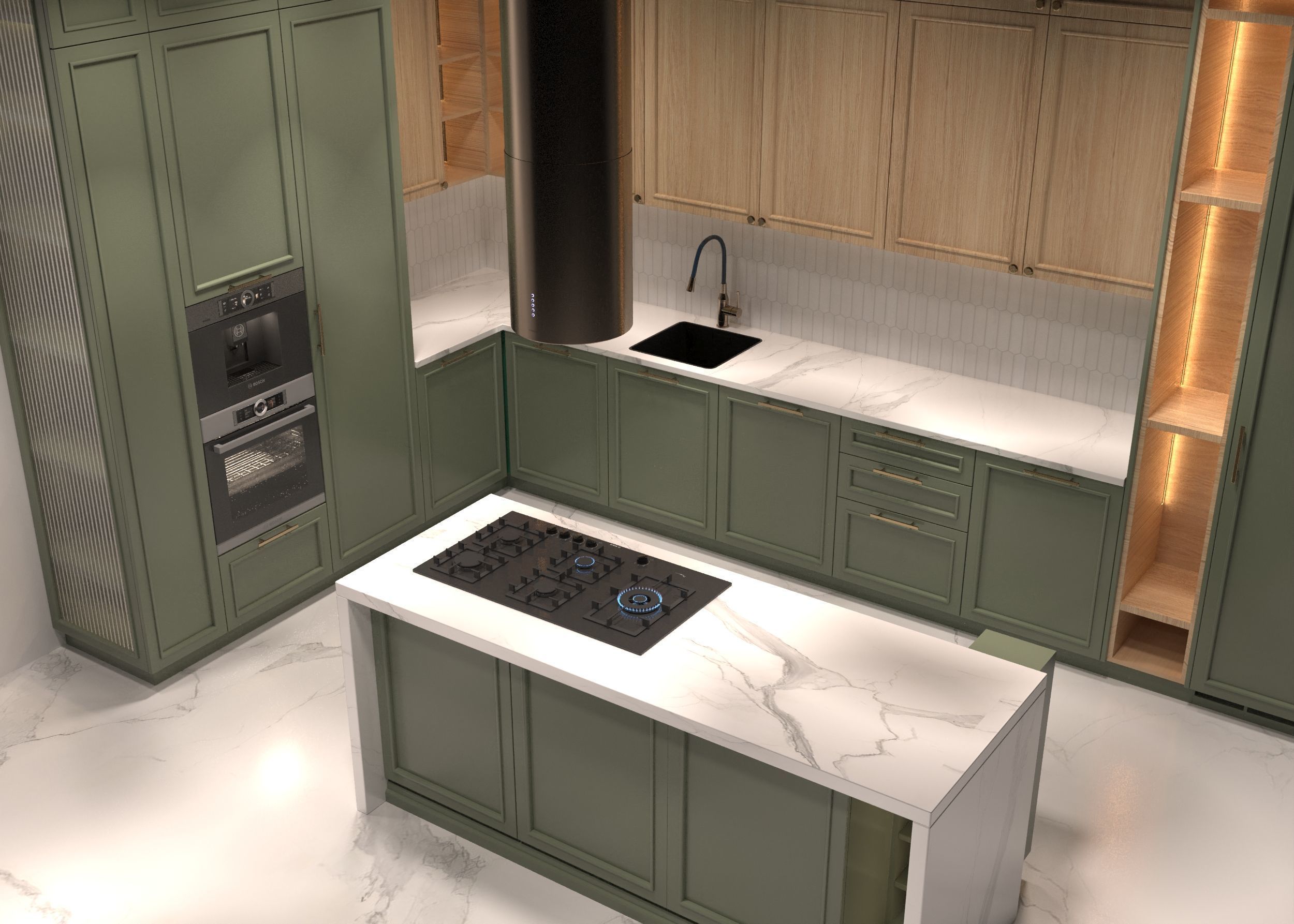 Neo classical kitchen  Low-poly 3D model_4