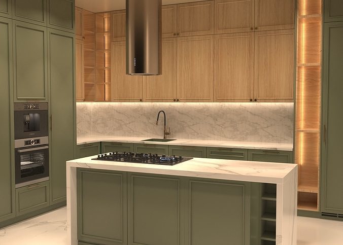 Neo classical kitchen  Low-poly 3D model