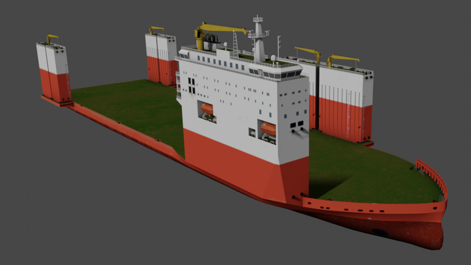 Semi Submersible Heavyload vessel 3D model_2