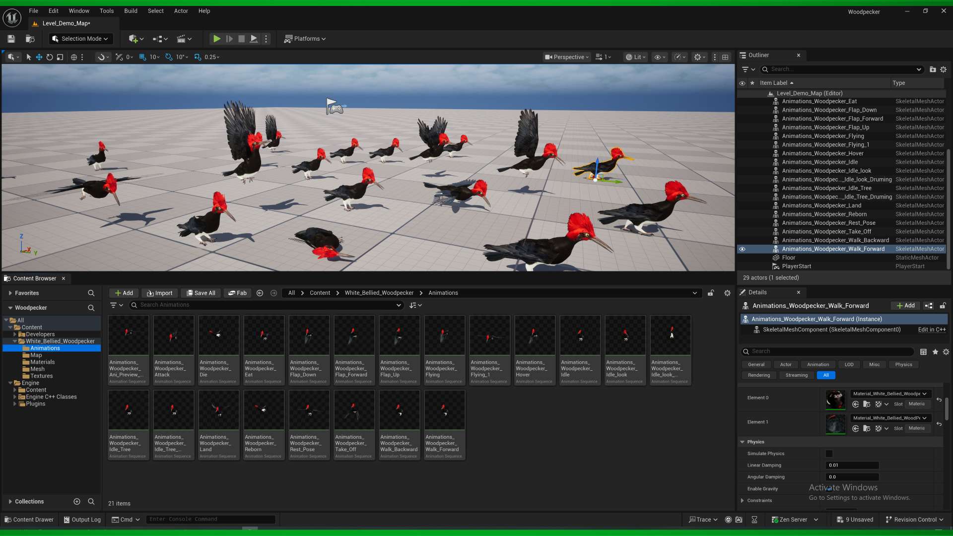 White Bellied Woodpecker Bird Low-poly 3D model_3