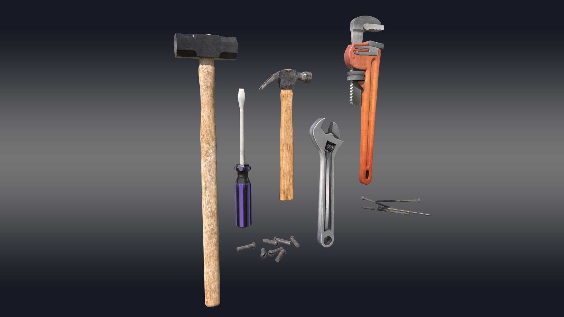 Tools Pack Low-poly 3D model_1