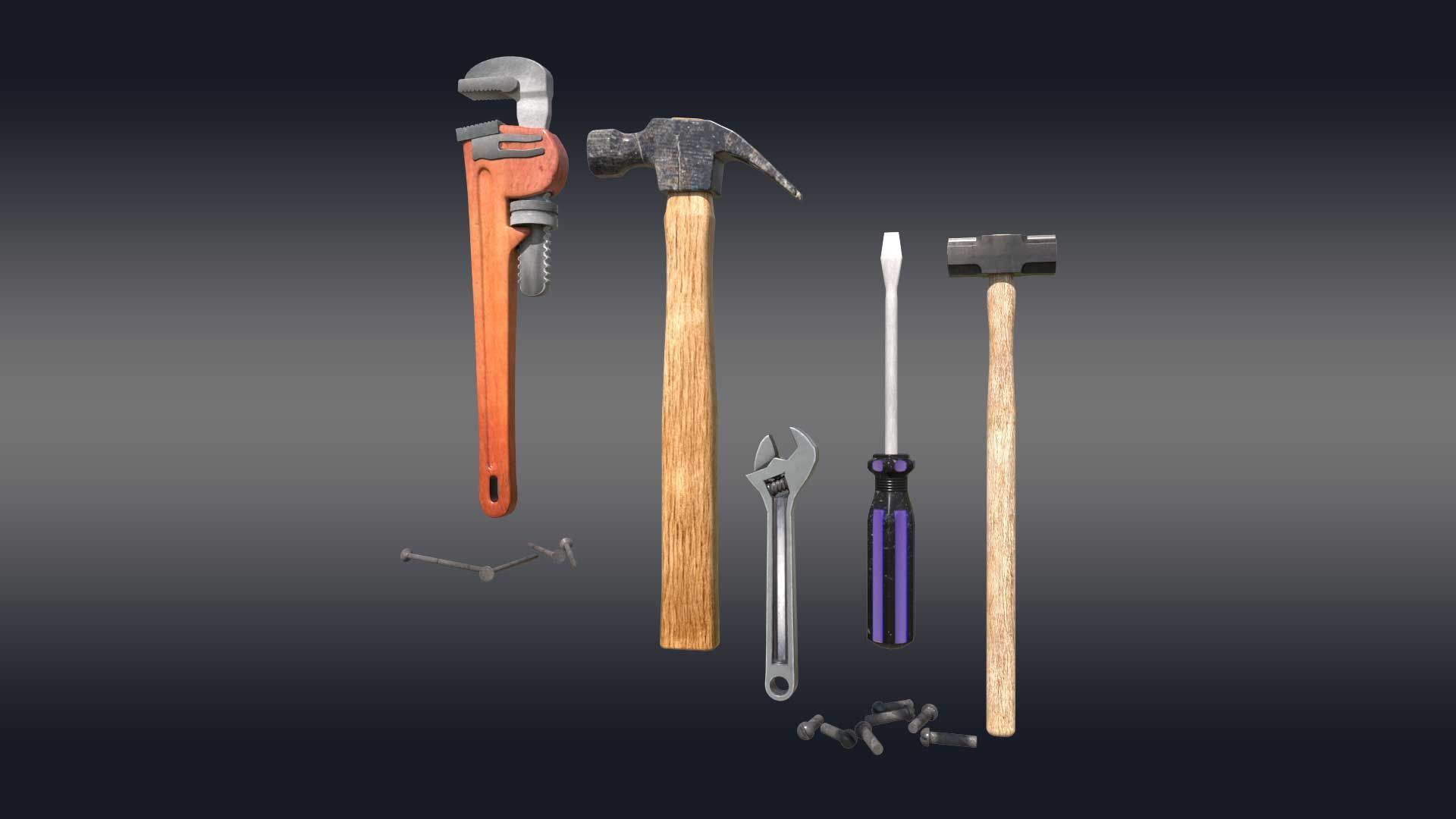 Tools Pack Low-poly 3D model_7