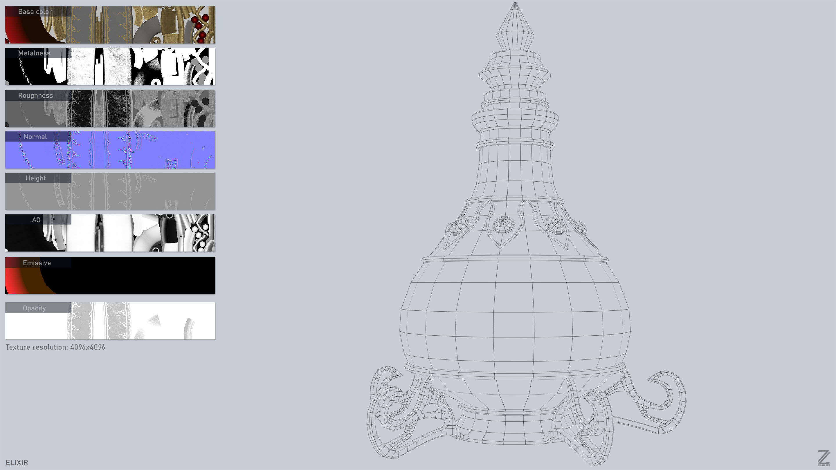 Elixir Low-poly 3D model_3