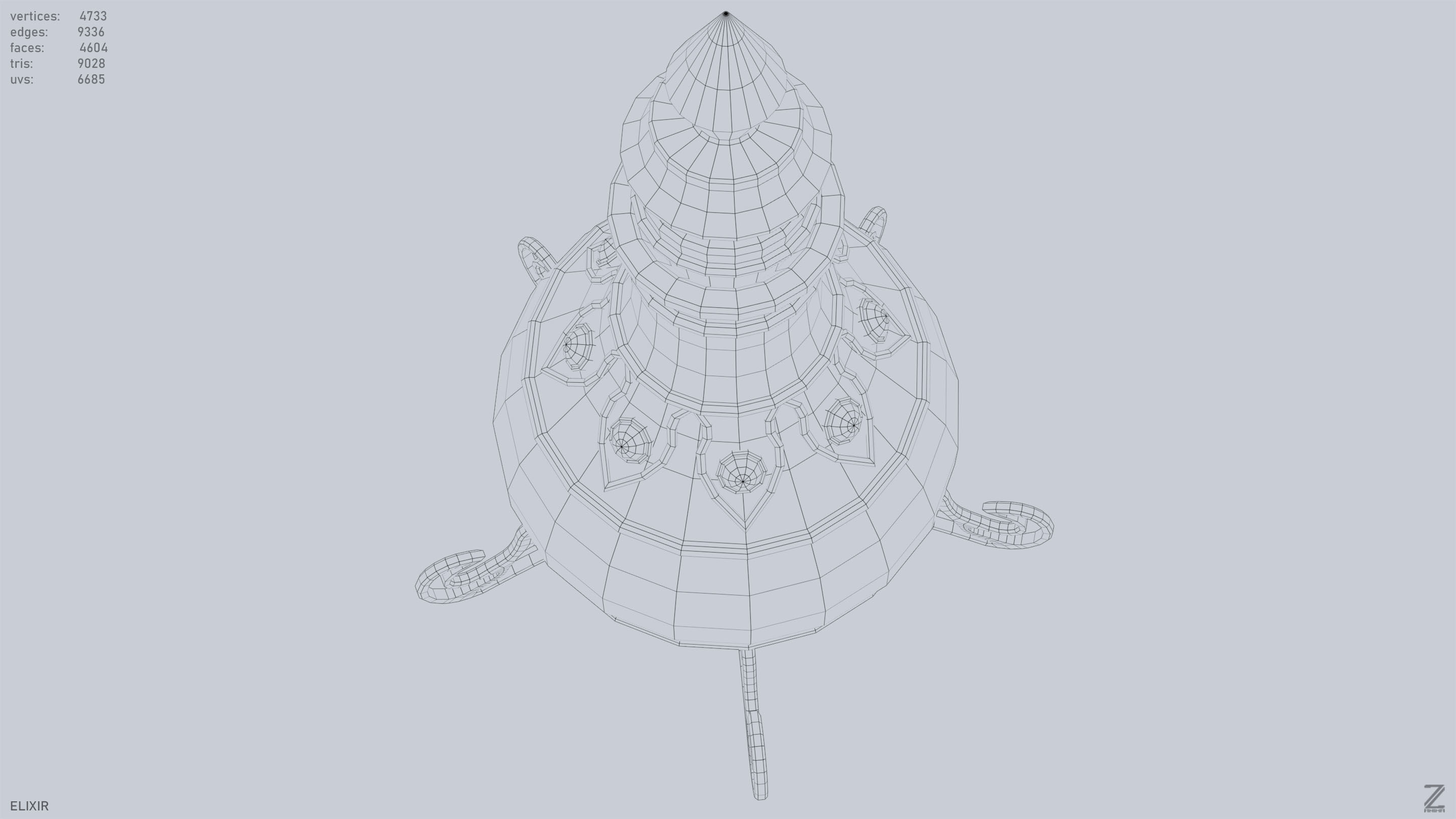 Elixir Low-poly 3D model_11