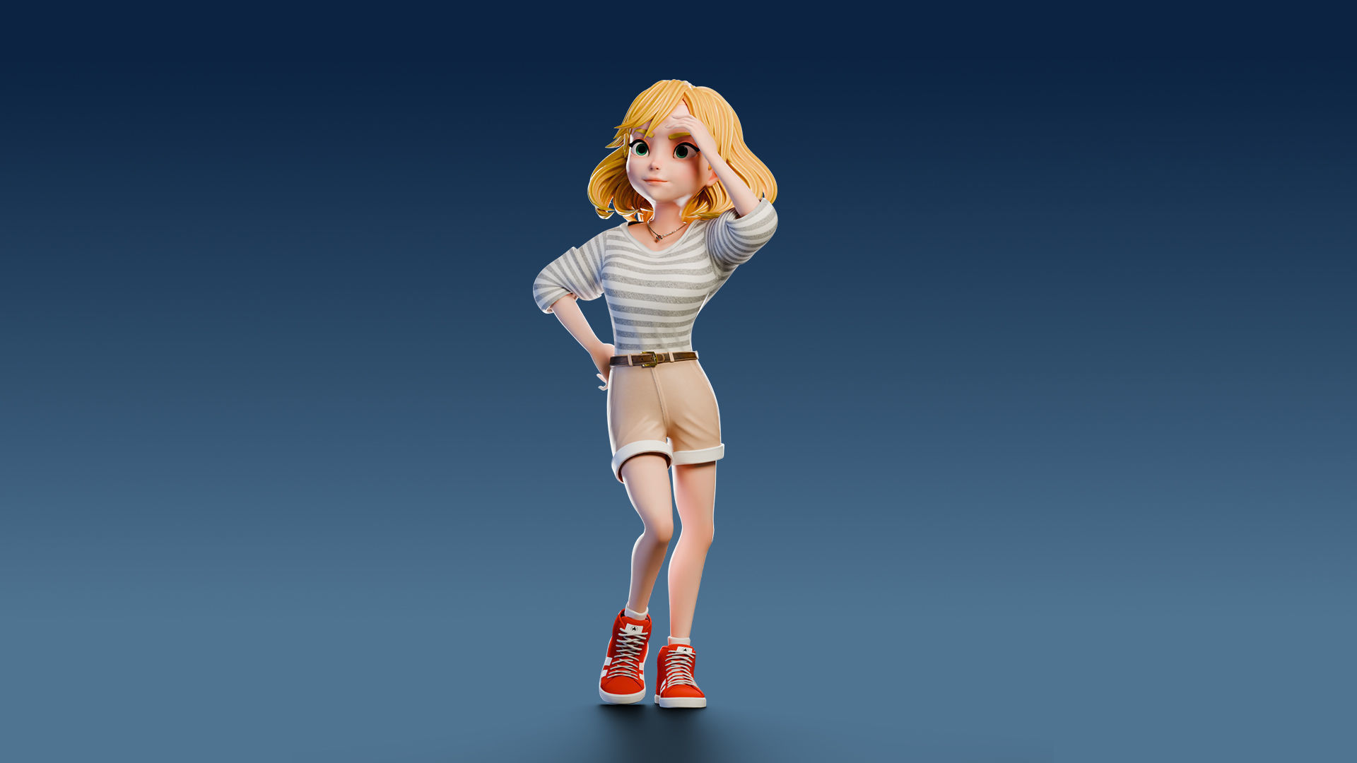 Cartoon Girl Rigged Low-poly 3D model_31
