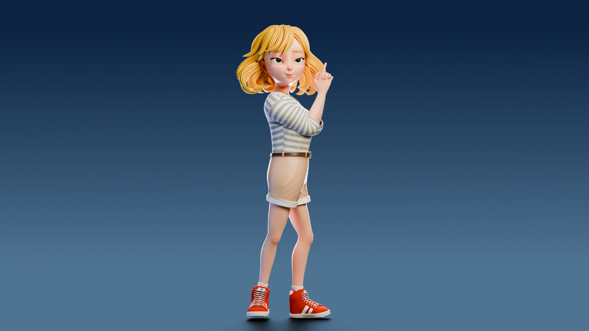 Cartoon Girl Rigged Low-poly 3D model_19