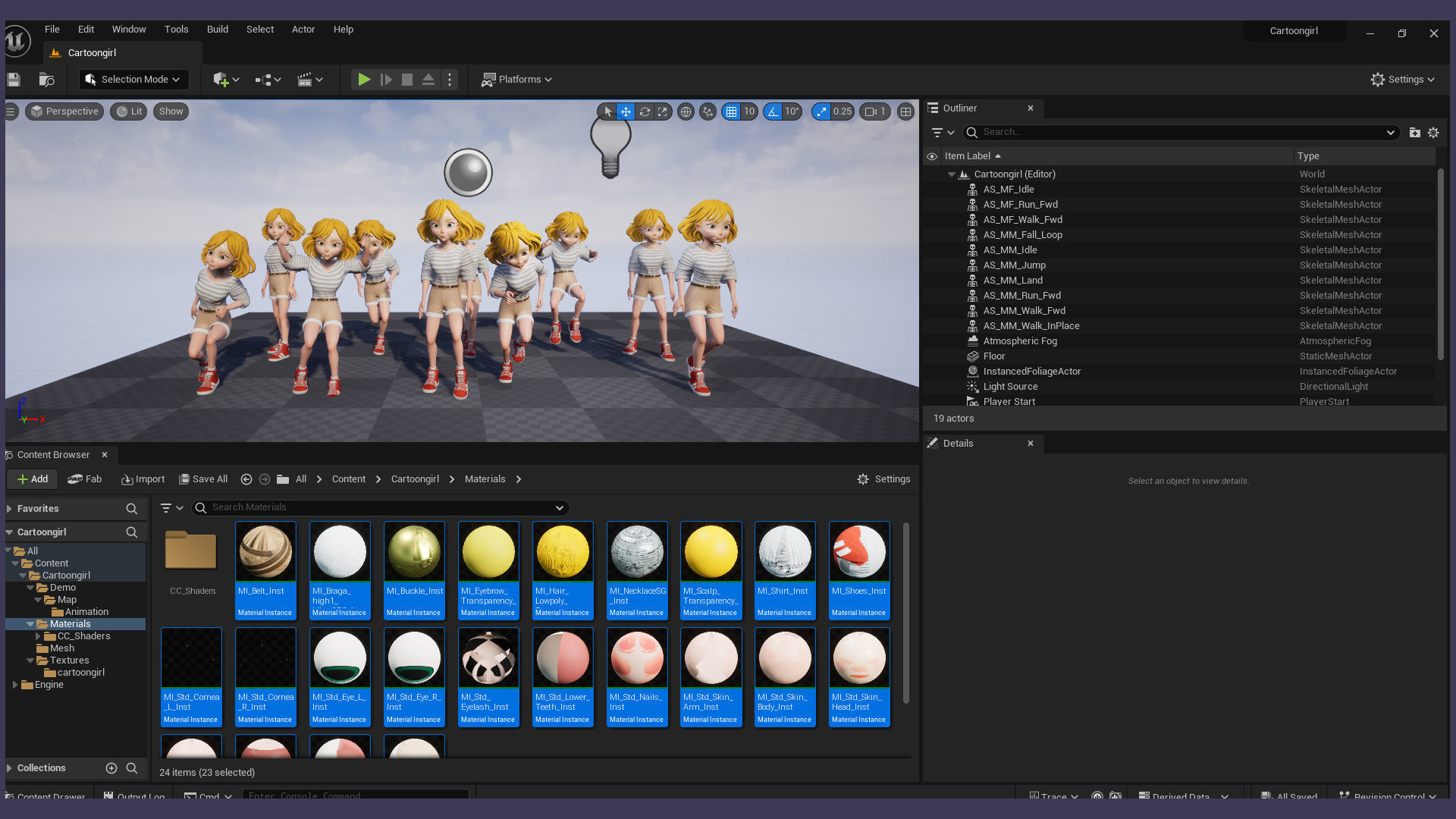 Cartoon Girl Rigged Low-poly 3D model_38