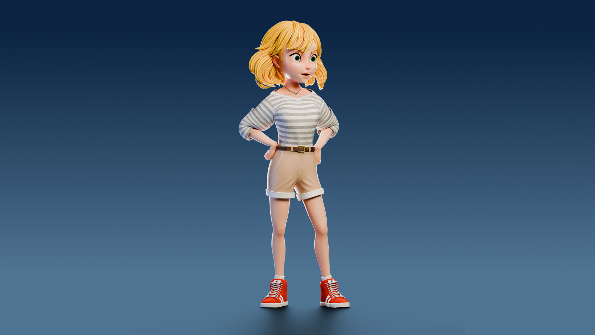 Cartoon Girl Rigged Low-poly 3D model_11