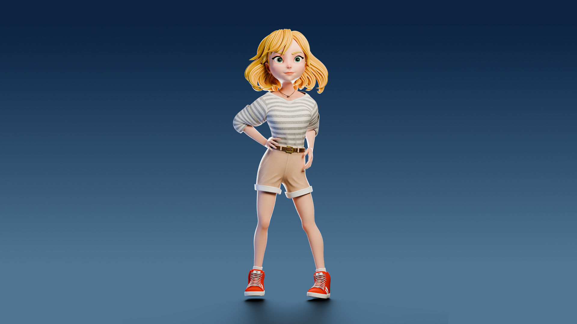 Cartoon Girl Rigged Low-poly 3D model_23