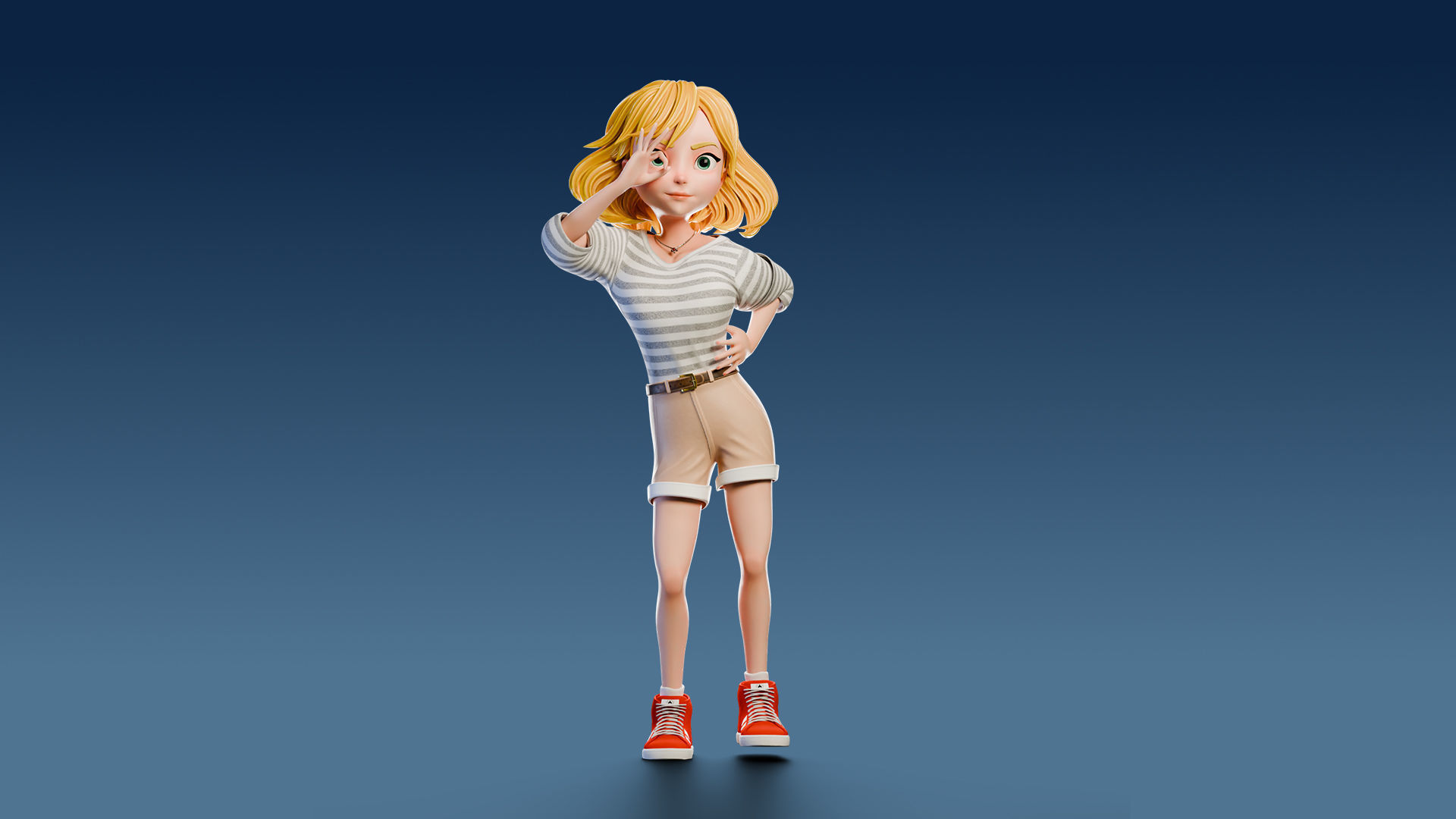 Cartoon Girl Rigged Low-poly 3D model_18