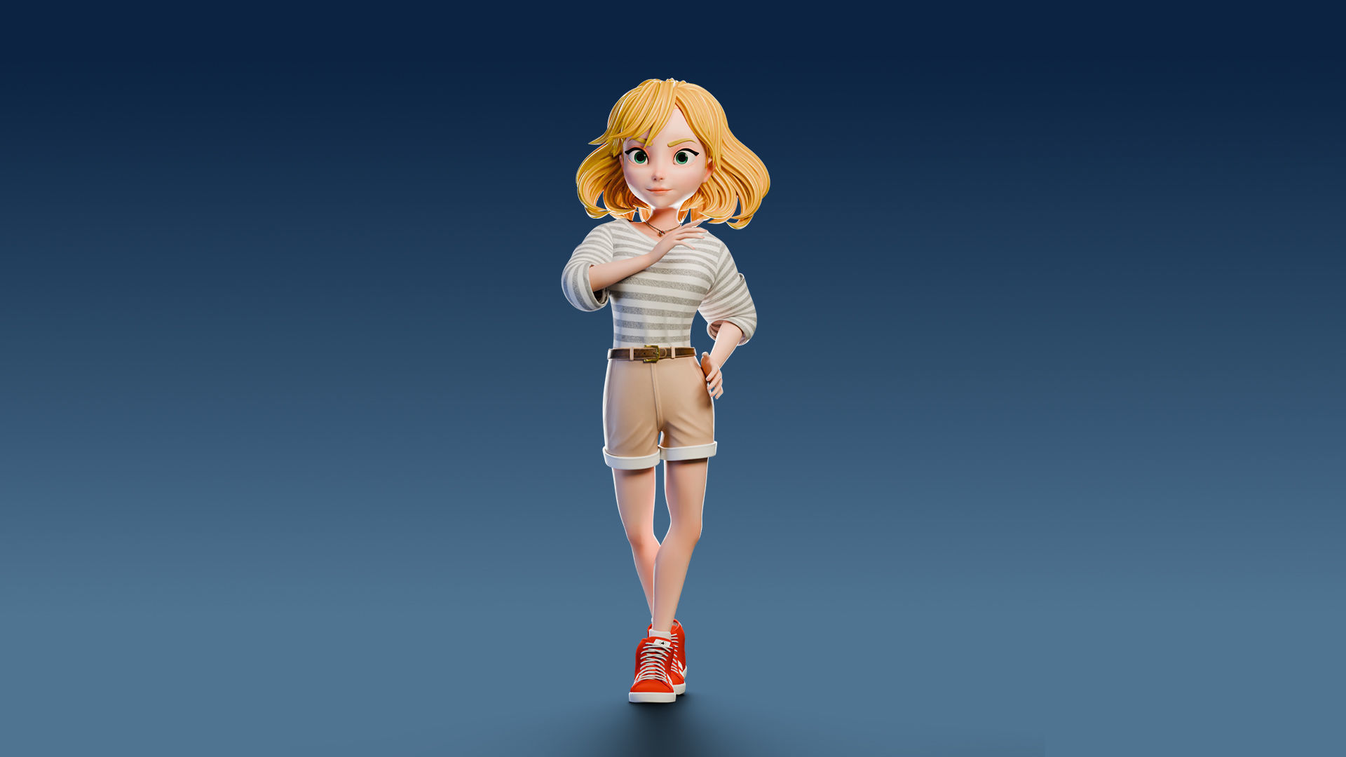 Cartoon Girl Rigged Low-poly 3D model_15