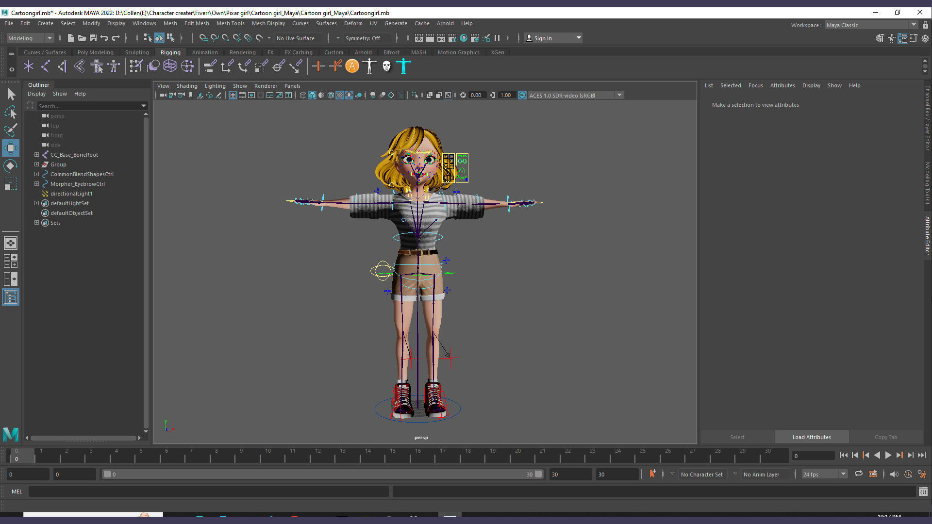 Cartoon Girl Rigged Low-poly 3D model_39