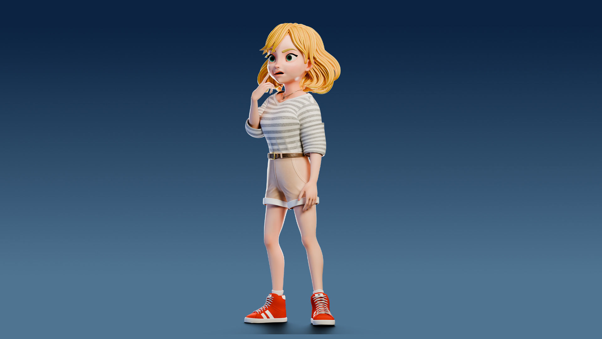 Cartoon Girl Rigged Low-poly 3D model_20