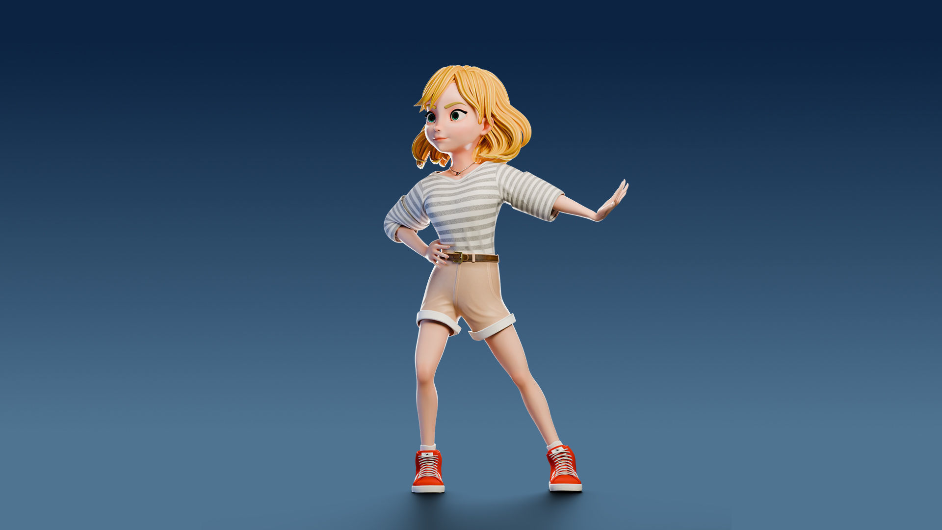 Cartoon Girl Rigged Low-poly 3D model_10