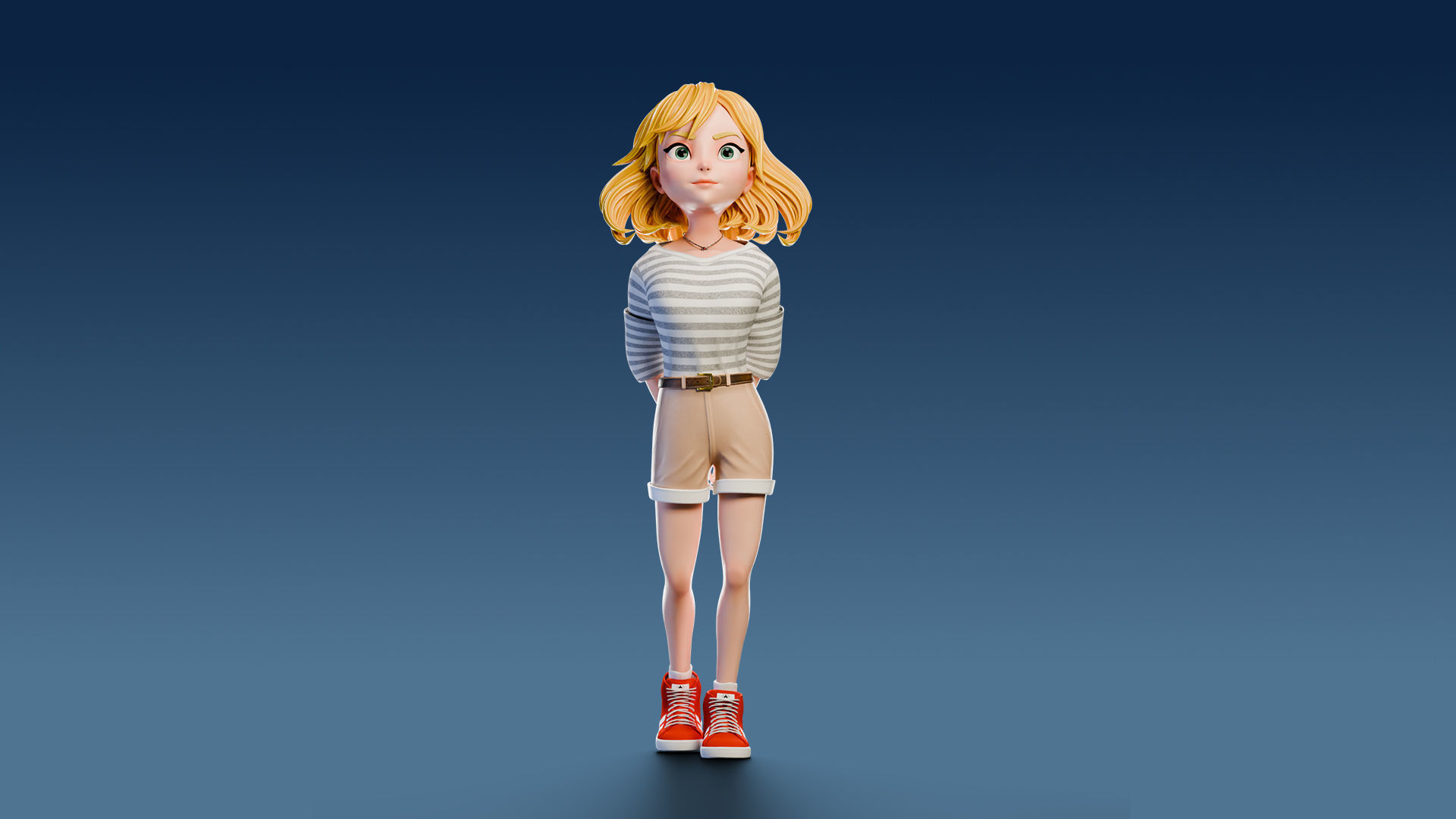 Cartoon Girl Rigged Low-poly 3D model_28