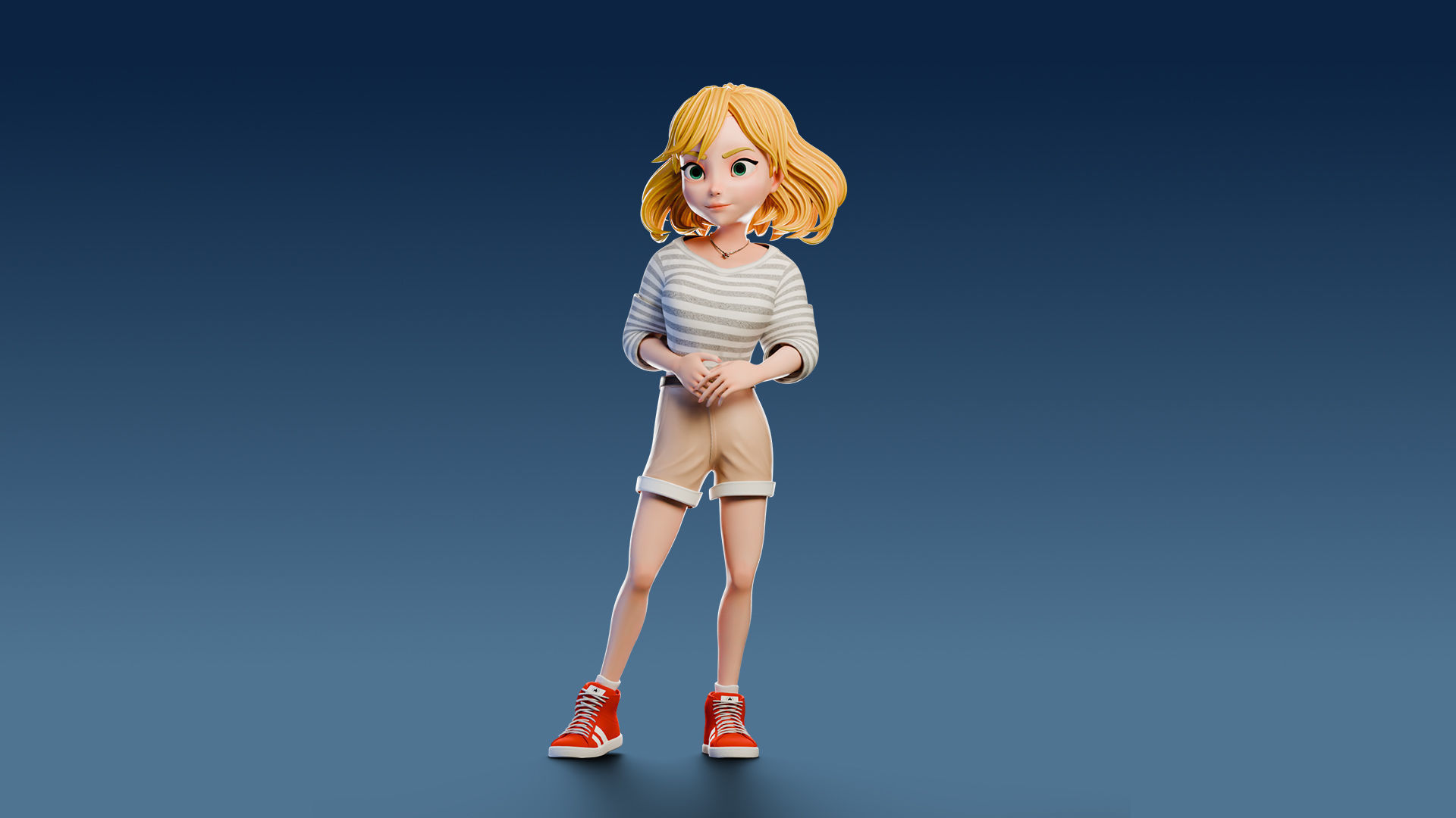 Cartoon Girl Rigged Low-poly 3D model_32