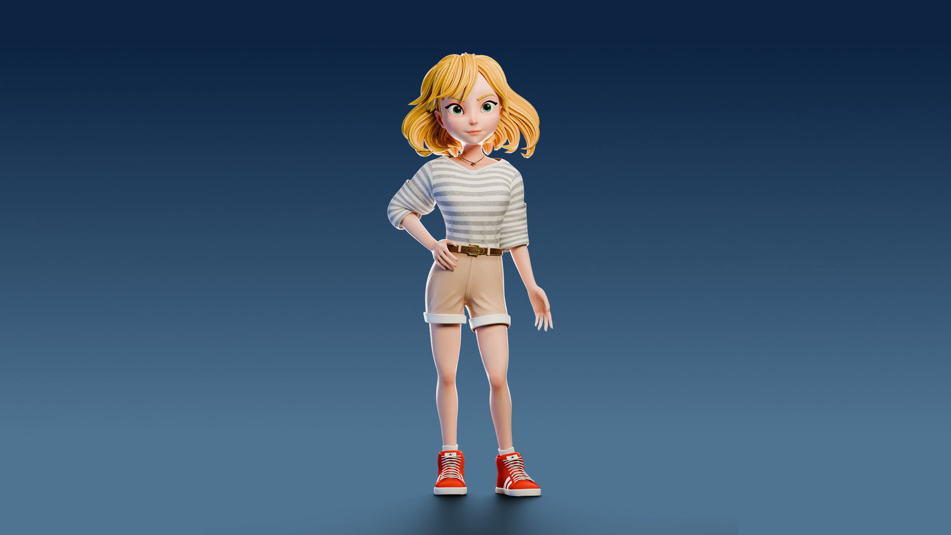 Cartoon Girl Rigged Low-poly 3D model_25