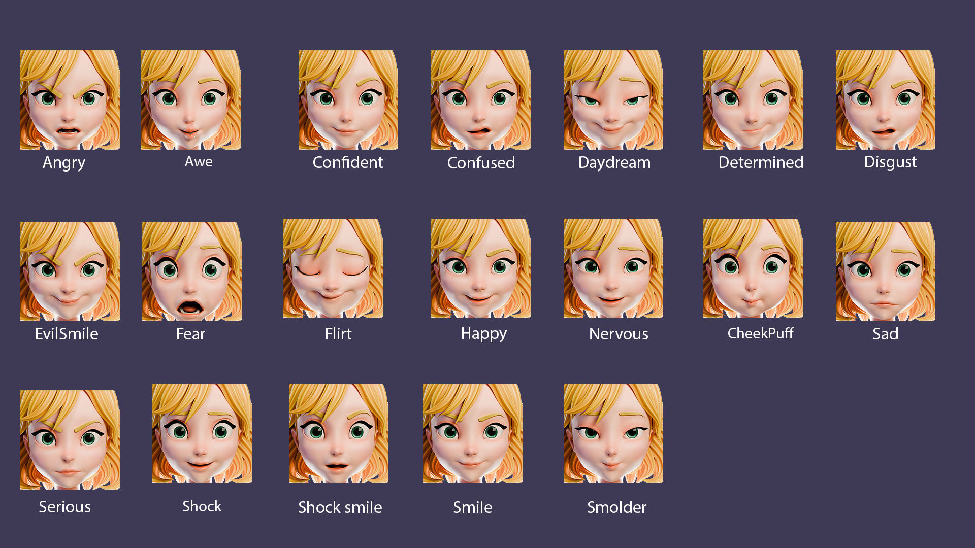 Cartoon Girl Rigged Low-poly 3D model_3