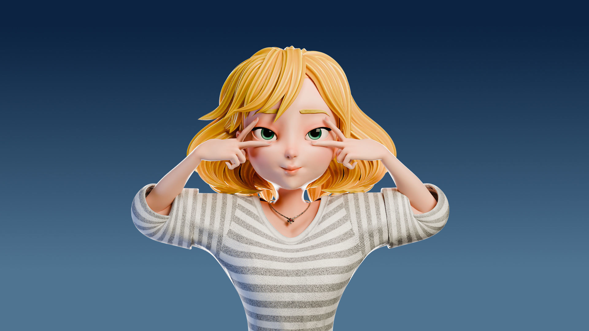 Cartoon Girl Rigged Low-poly 3D model_22
