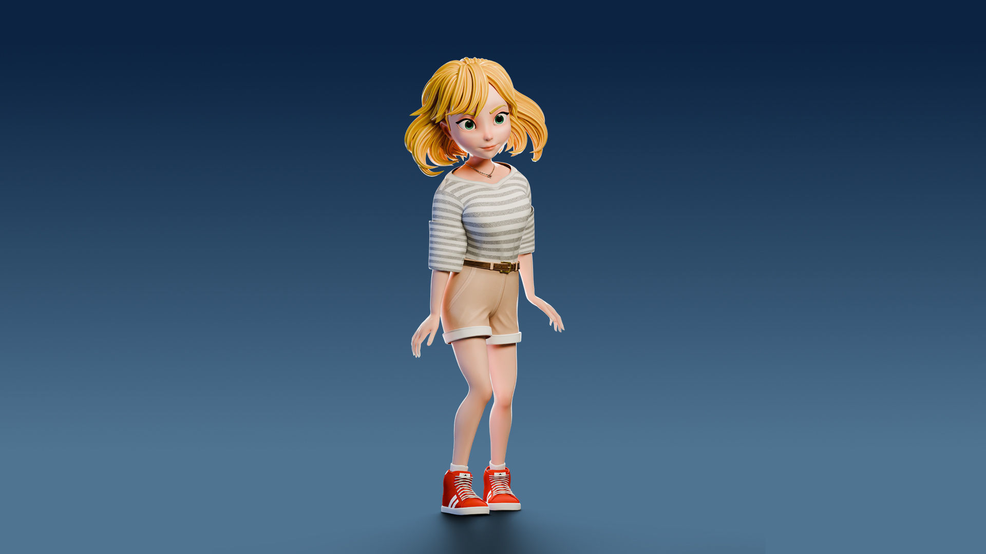 Cartoon Girl Rigged Low-poly 3D model_24