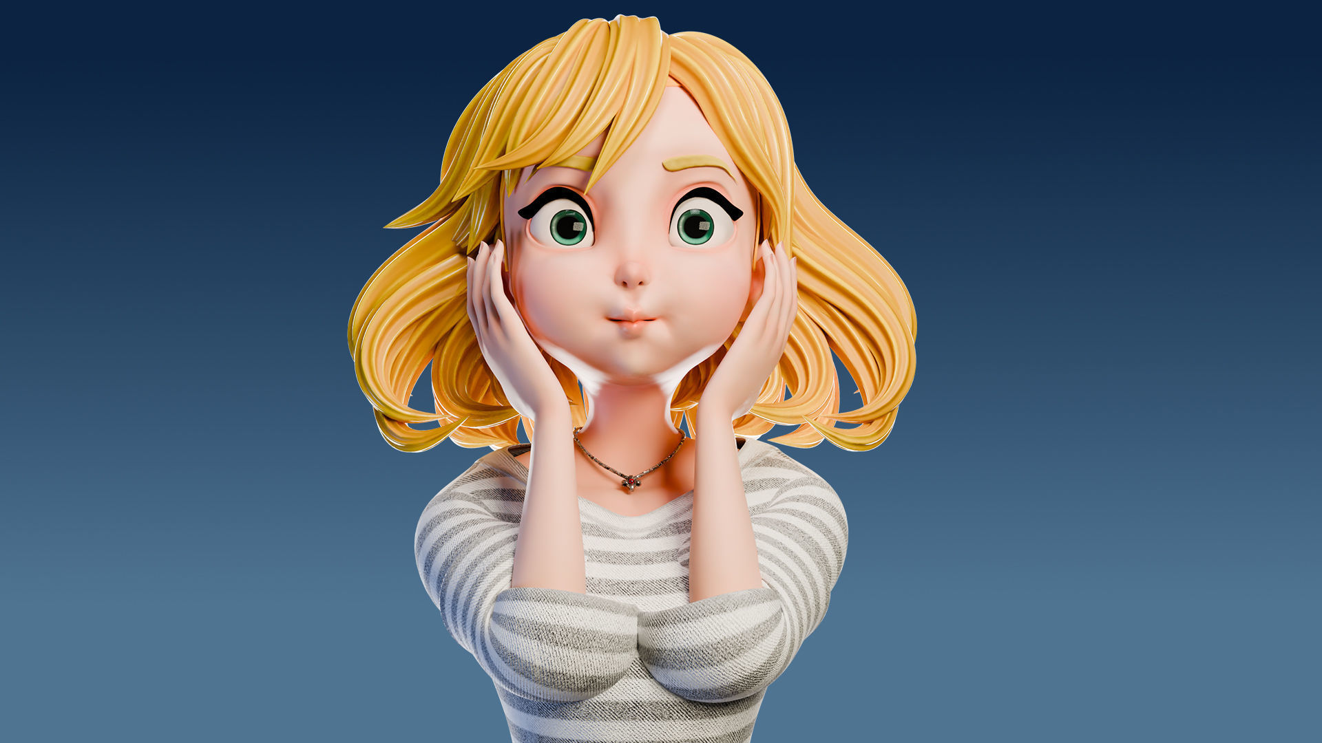 Cartoon Girl Rigged Low-poly 3D model_17