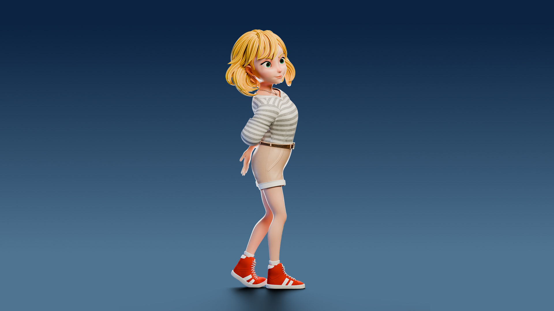 Cartoon Girl Rigged Low-poly 3D model_16