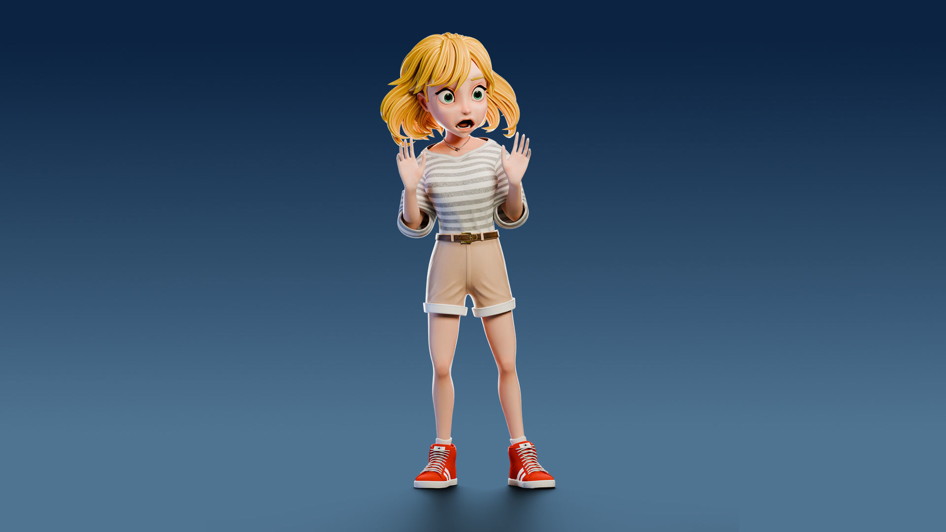 Cartoon Girl Rigged Low-poly 3D model_13