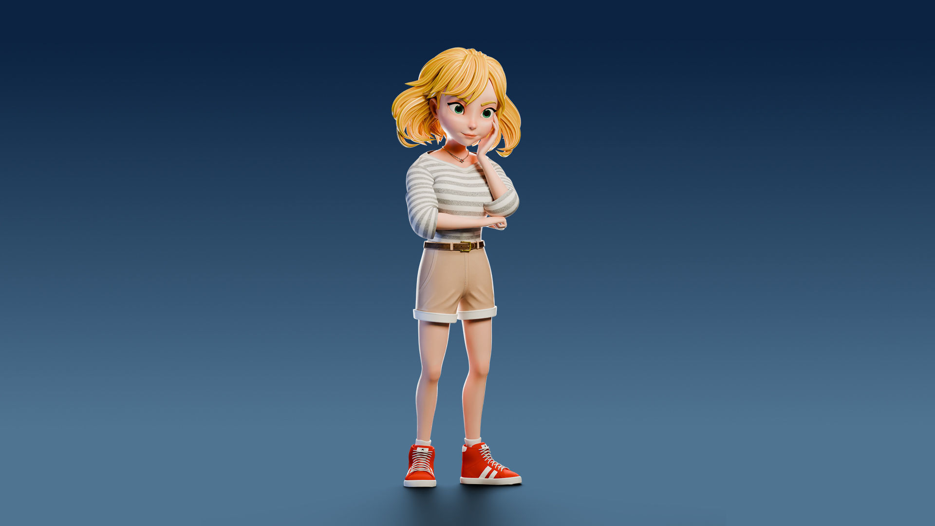 Cartoon Girl Rigged Low-poly 3D model_14
