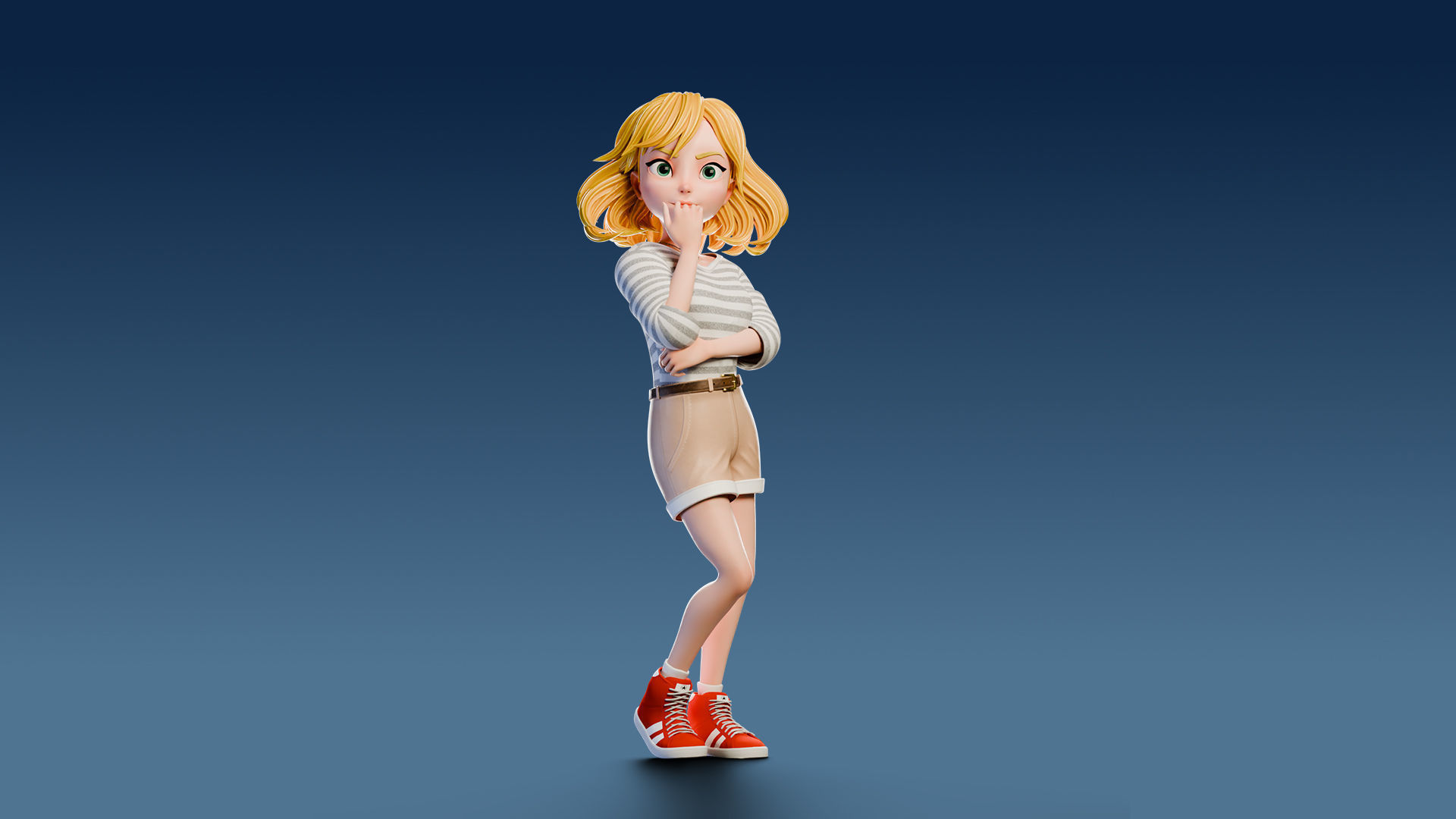 Cartoon Girl Rigged Low-poly 3D model_27