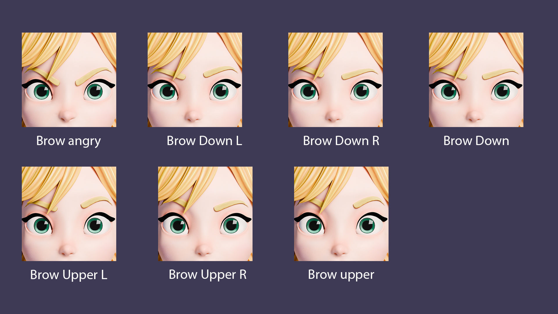 Cartoon Girl Rigged Low-poly 3D model_5