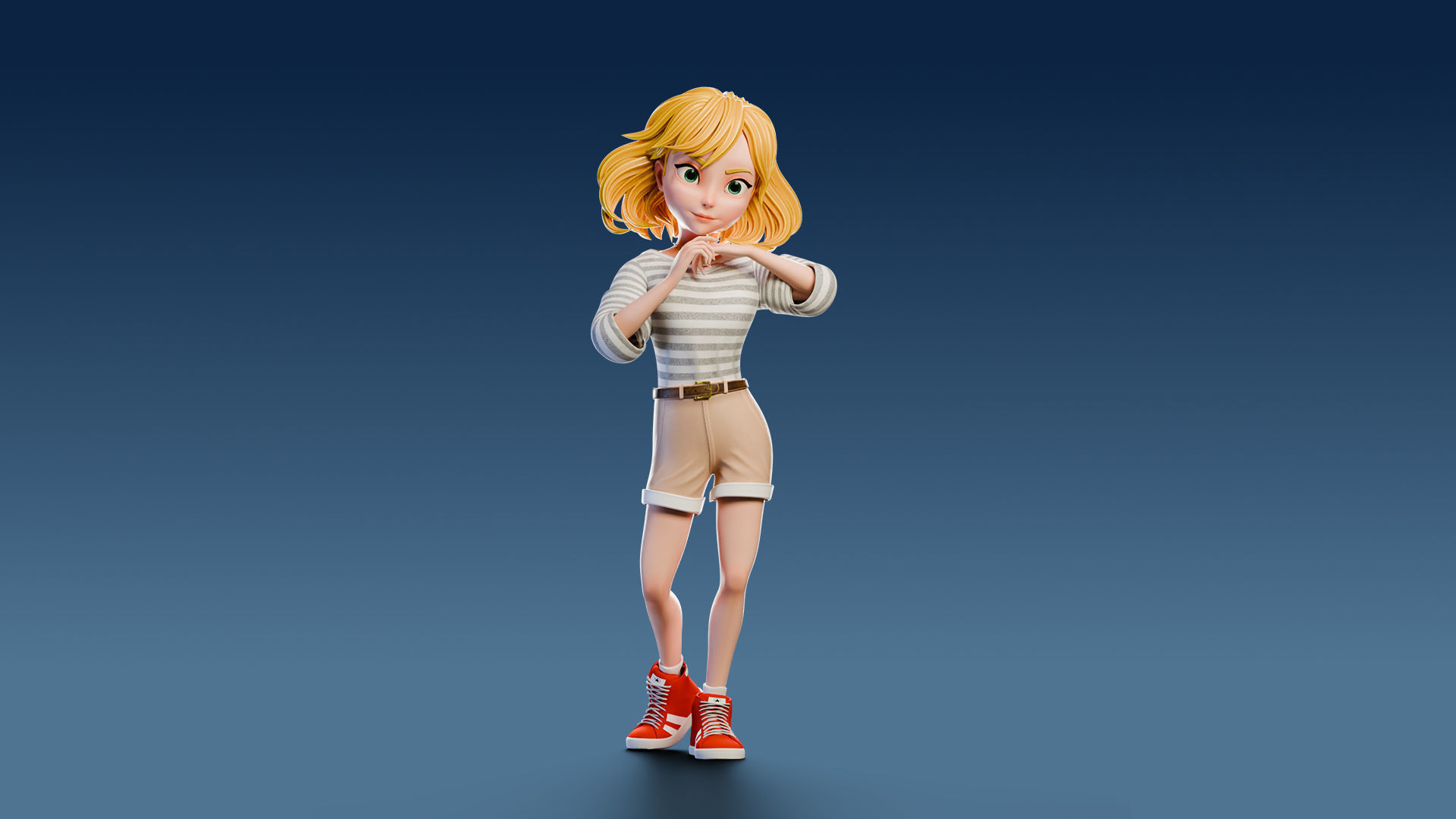 Cartoon Girl Rigged Low-poly 3D model_29