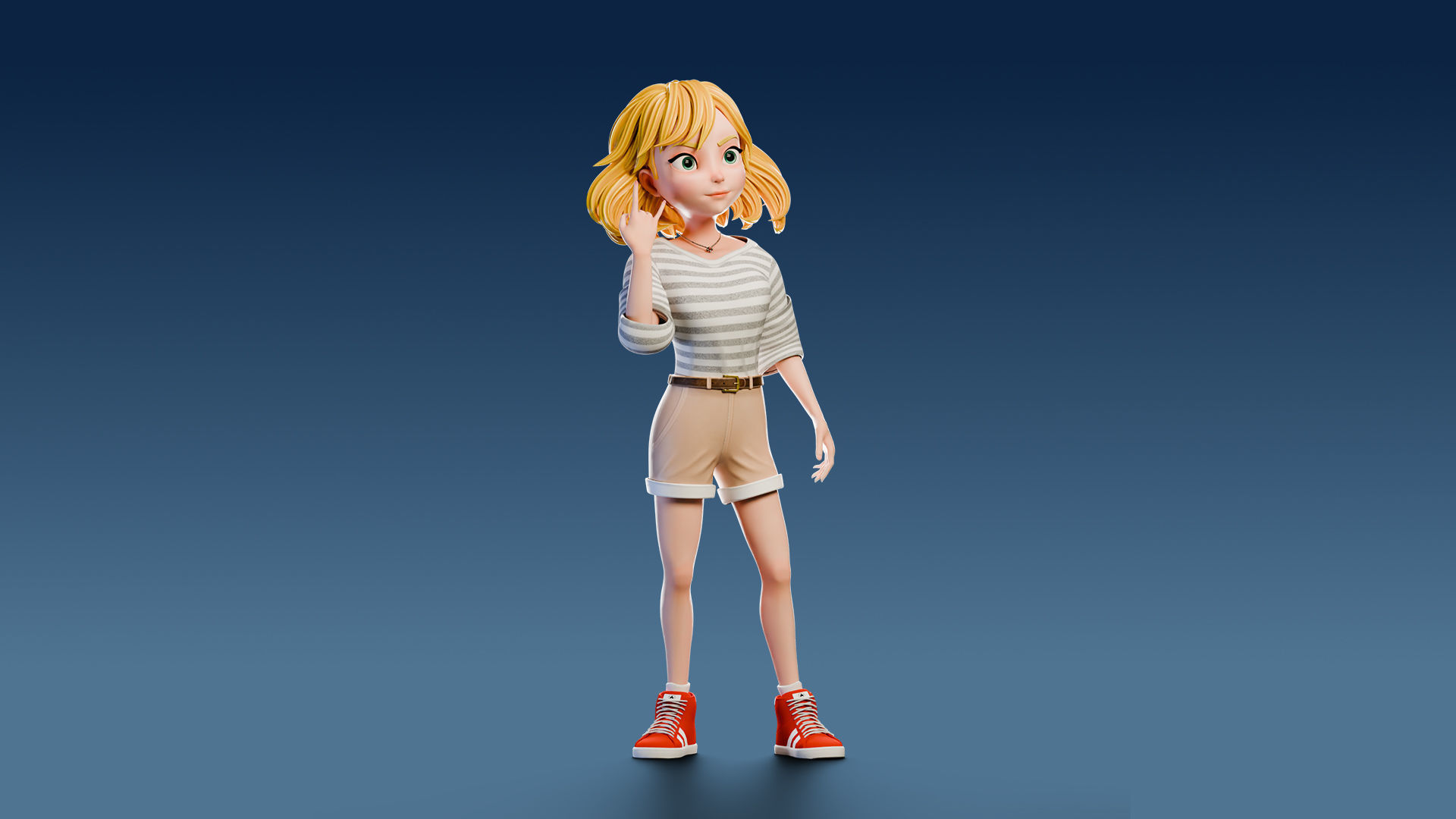 Cartoon Girl Rigged Low-poly 3D model_21