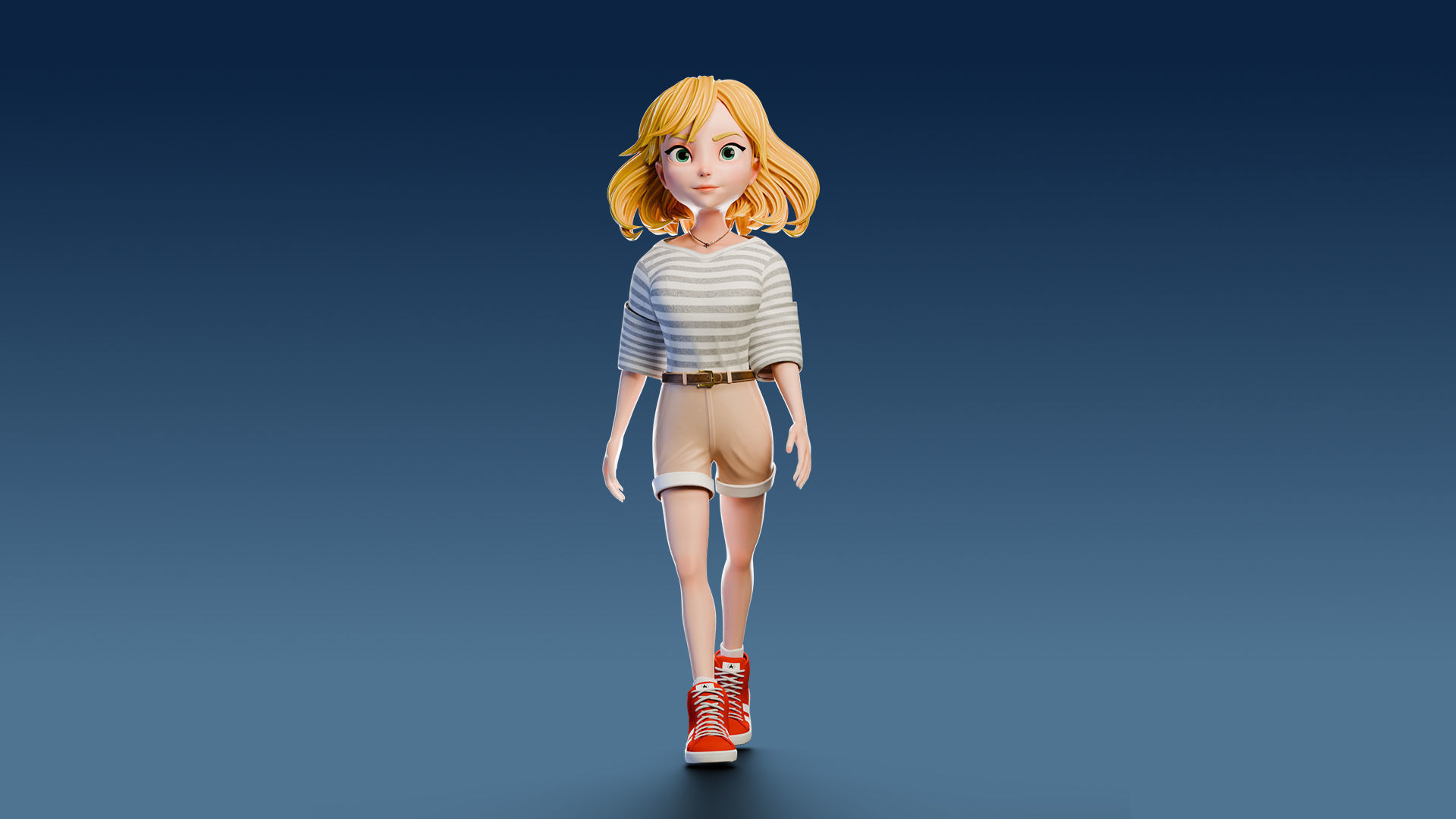 Cartoon Girl Rigged Low-poly 3D model_26