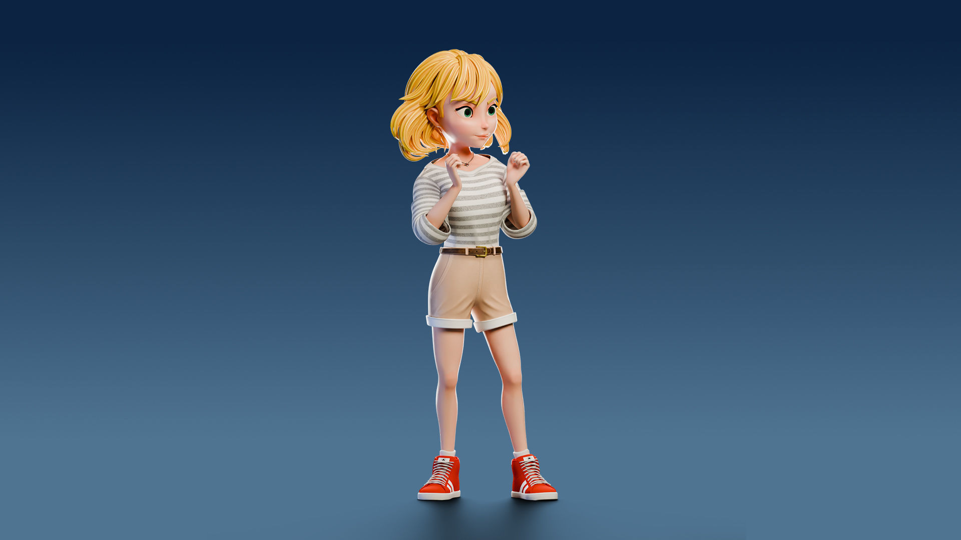 Cartoon Girl Rigged Low-poly 3D model_12