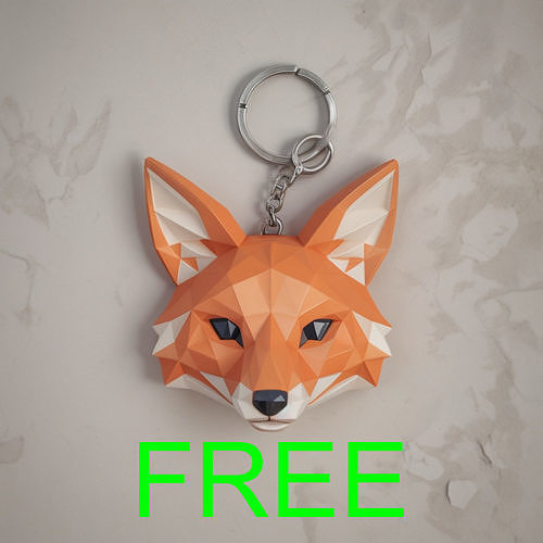 Low Poly Fox Keychain Free 3D print model