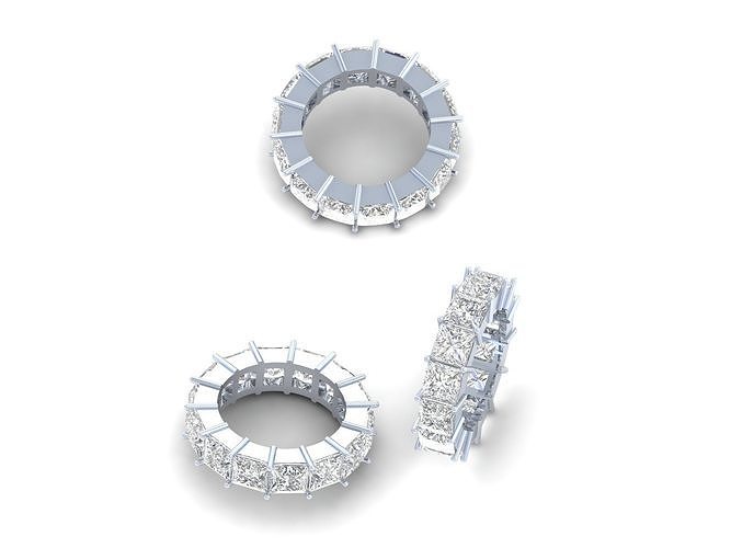 CUSTOM DIAMOND BAND - PRINCESS FANCY DIAMOND SOLITAIRE BAND 3D print model