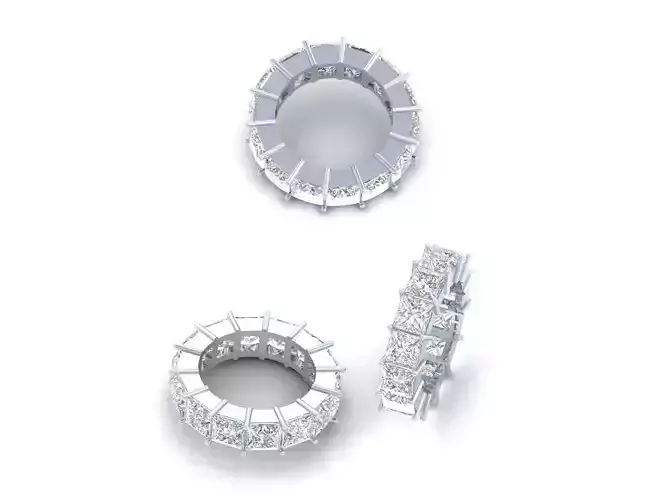 CUSTOM DIAMOND BAND - PRINCESS FANCY DIAMOND SOLITAIRE BAND