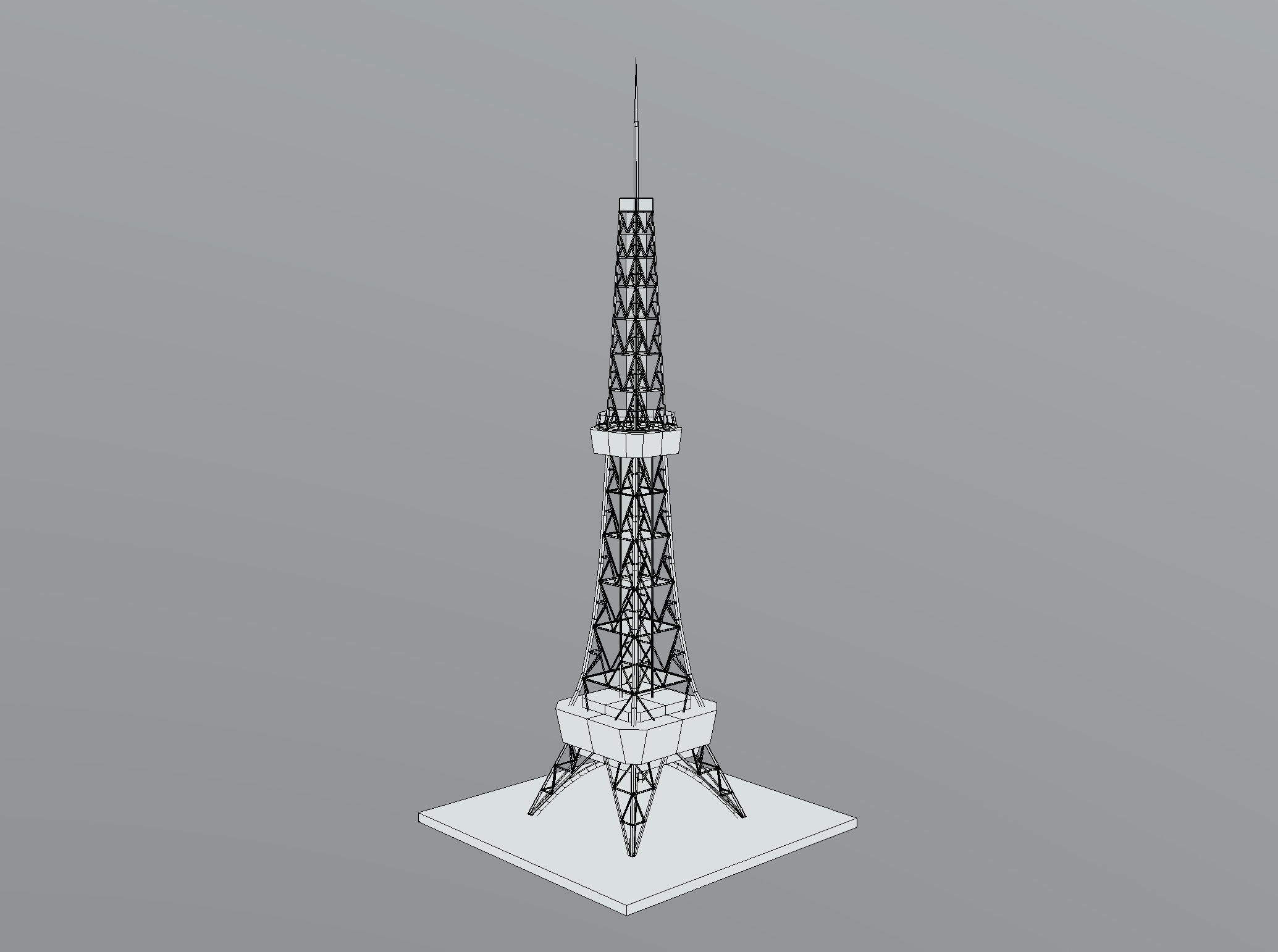 Nagoya TV Tower Low-poly 3D model_6