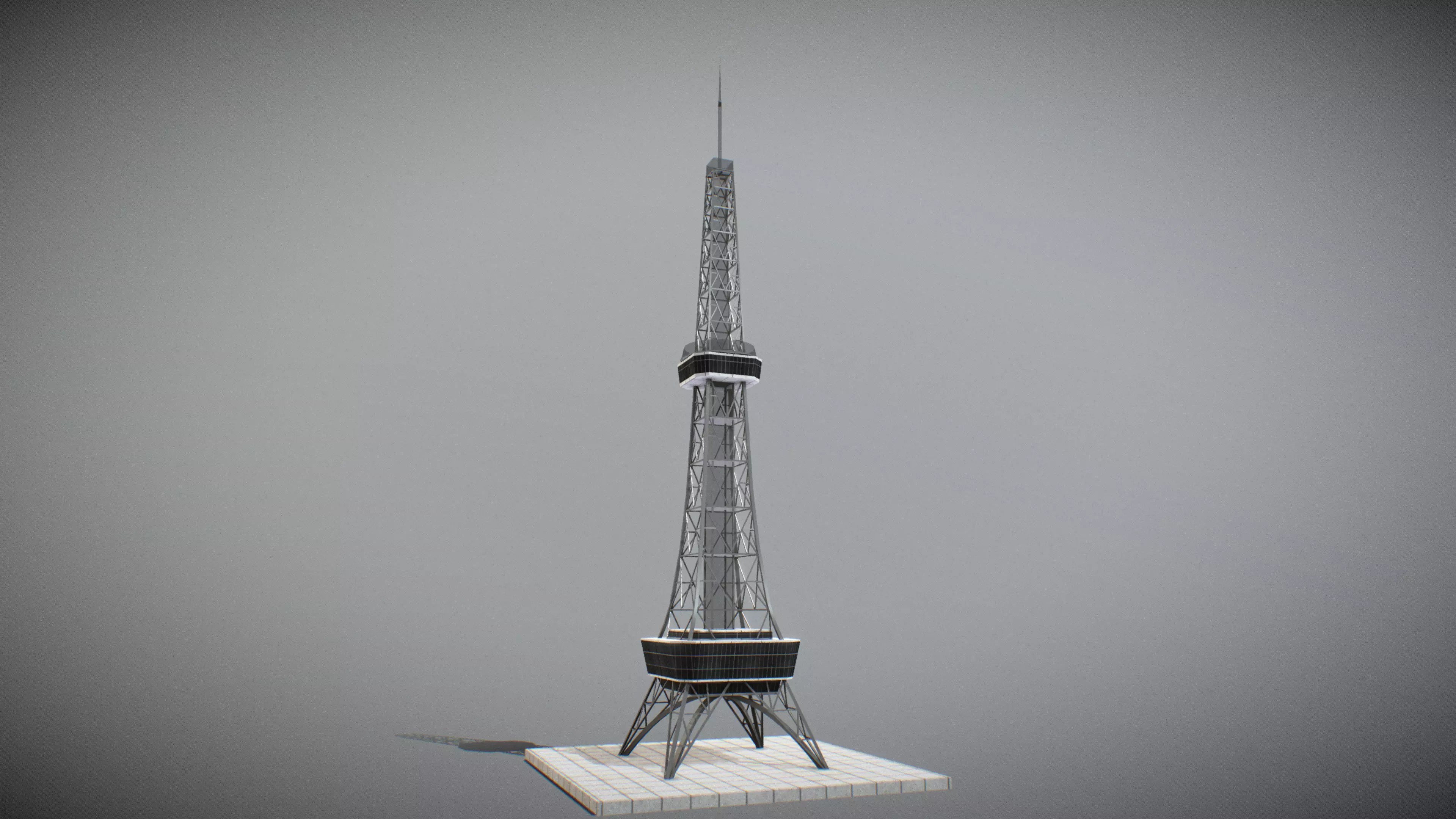 Nagoya TV Tower Low-poly 3D model_0
