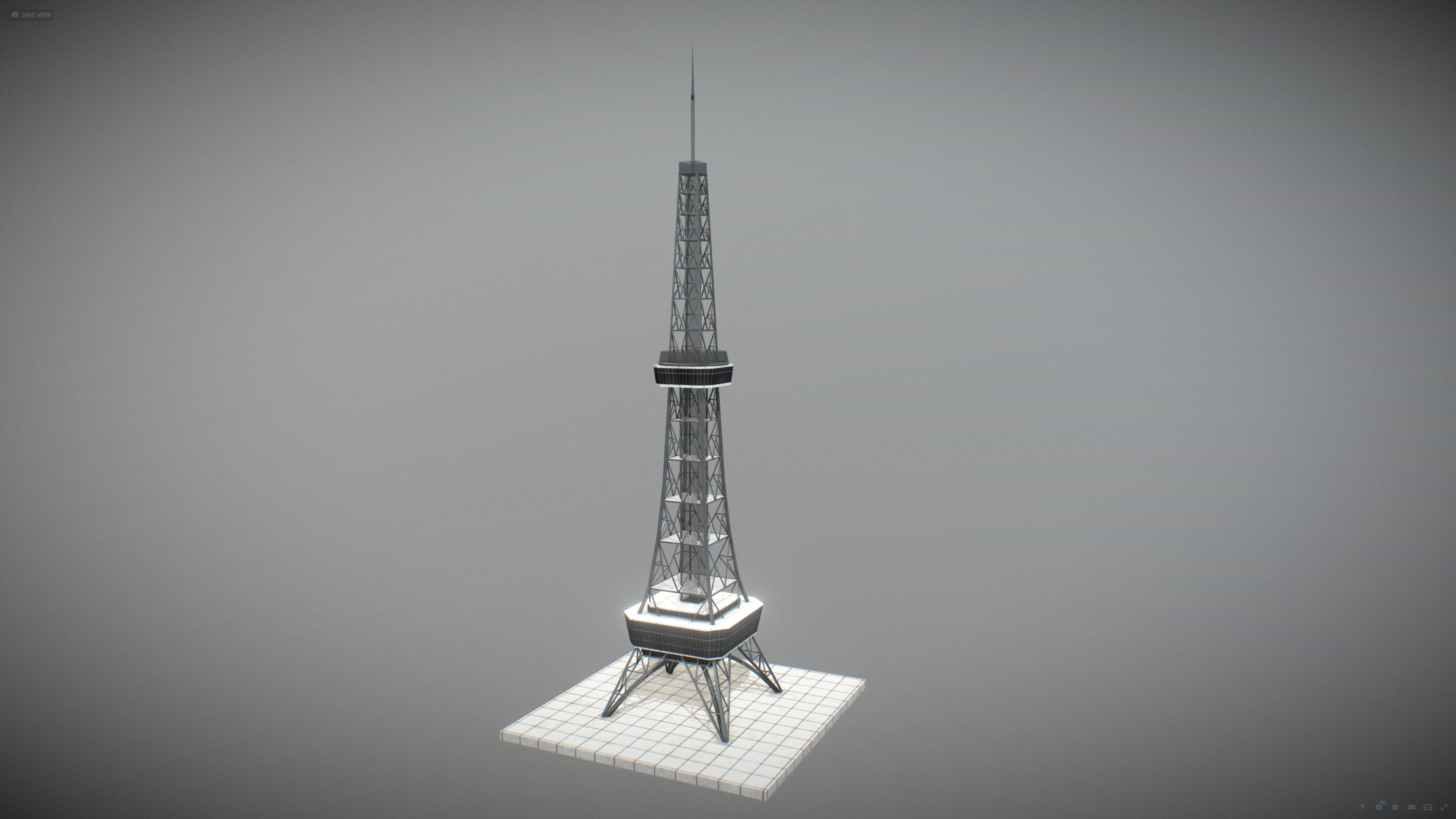 Nagoya TV Tower Low-poly 3D model_5