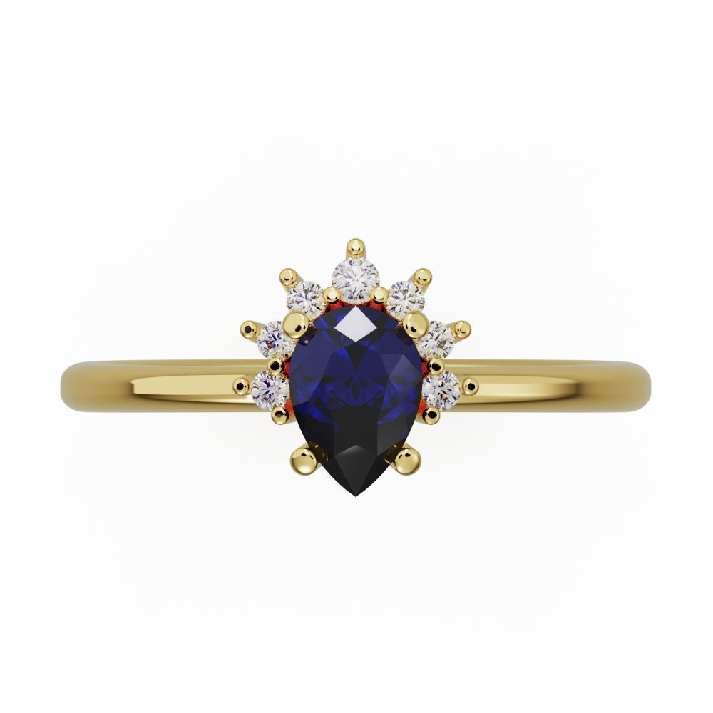 Pear halo engagement ring 3D print model_14