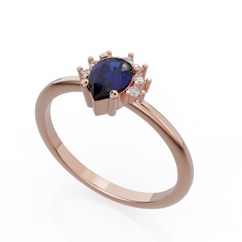 Pear halo engagement ring 3D print model_5