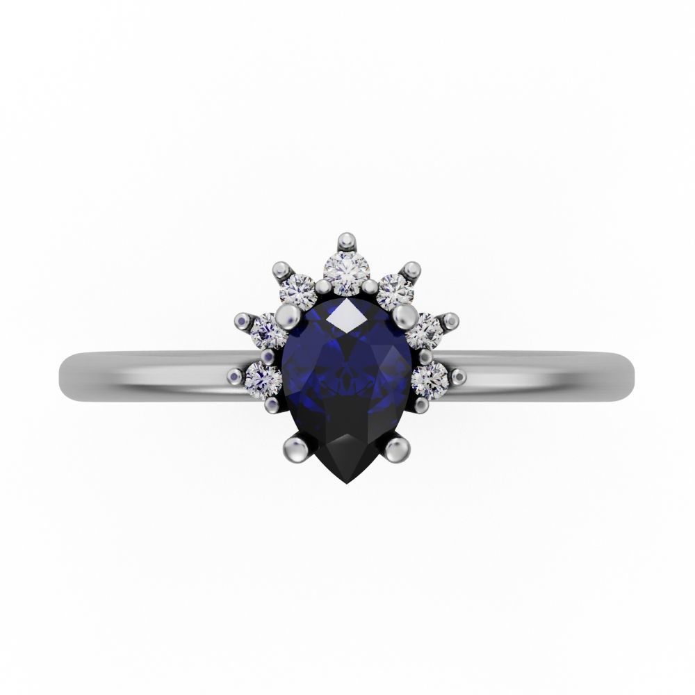 Pear halo engagement ring 3D print model_6