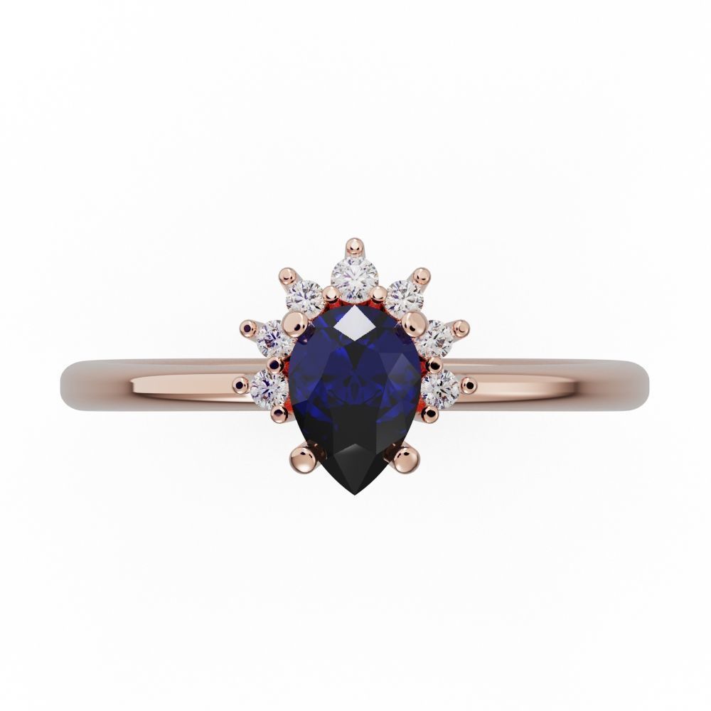 Pear halo engagement ring 3D print model_26